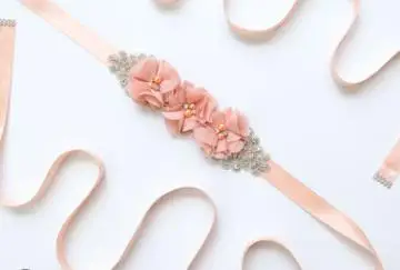 Pic color PEORCHID Элегантные цветы свадебный пояс с камнями Кристалл лента для подружки невесты Cinturon Fiesta Mujer Flores Материнство свадебный пояс - Цвет: Pic color
