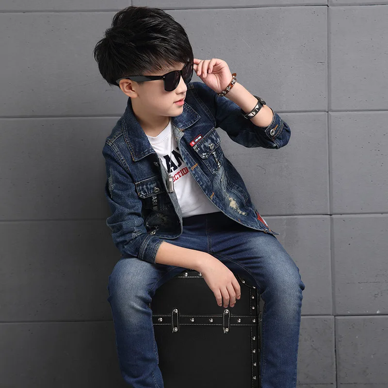 2019 New Boys Suits Spring Autumn Kids Girls Denim Casual Clothing Sets Fashion Child Clothes Top Outfit For Boy | Детская одежда и