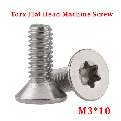 Винты с плоской головкой Torx M3 * 10 200 шт. винты потайной torx из нержавеющей стали 304 |