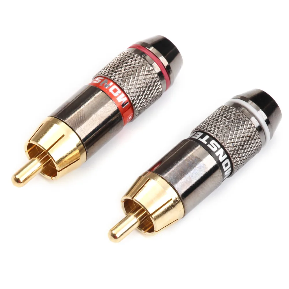 4 шт. Монстры двойные самоблокирующиеся RCA позолоченные медные банановые разъемы