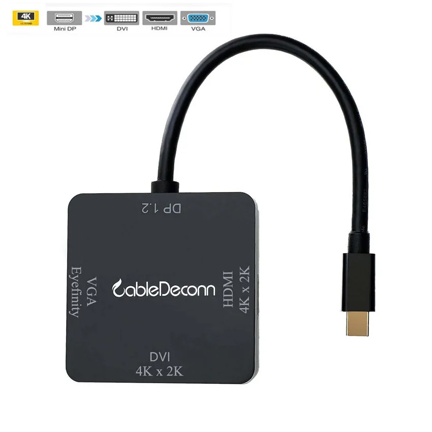 Mini DisplayPort для VGA DVI HDMI 4K * 2K Мультифункциональный адаптер квадратный Macbook 3 в 1 DP