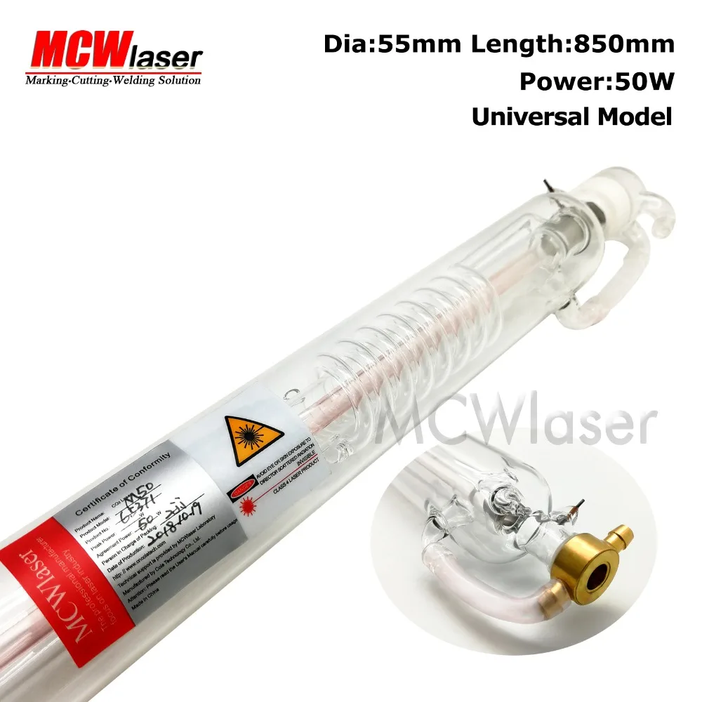 

MCWlaser 50W CO2 Laser Tube 85cm Air Express & Insurance For Engraving Cutting