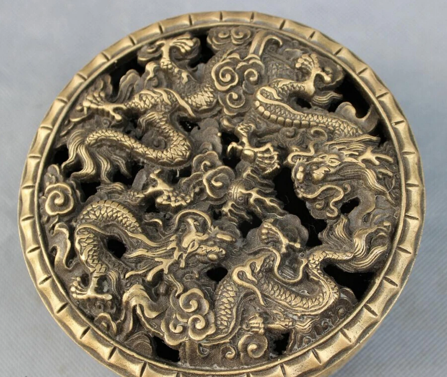 Быстрая доставка USPS в США S1513 Тибетский Бронзовый буддийский миф 2 голова дракона