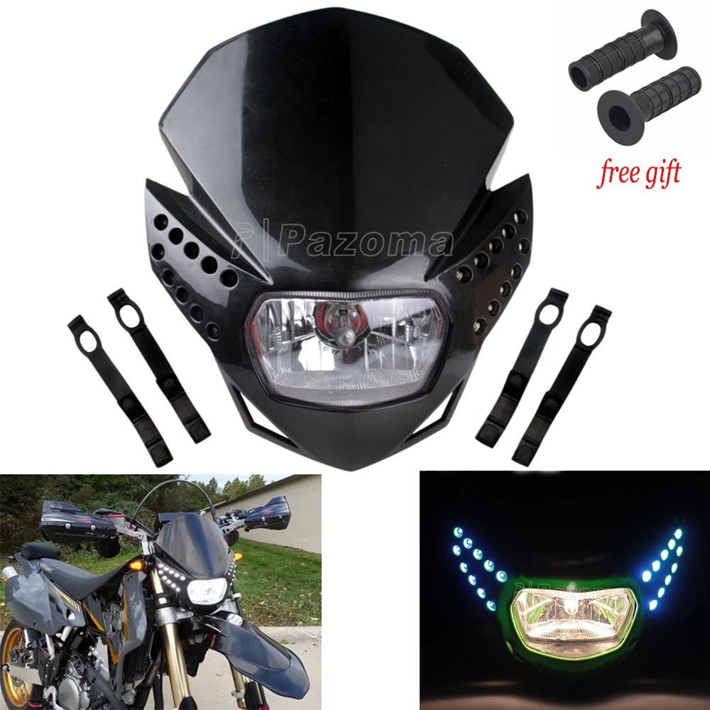 Передняя фара H4 для мотоцикла с указателем поворота Yamaha Suzuki WR EXC MXC CRF 250 400 450 SX