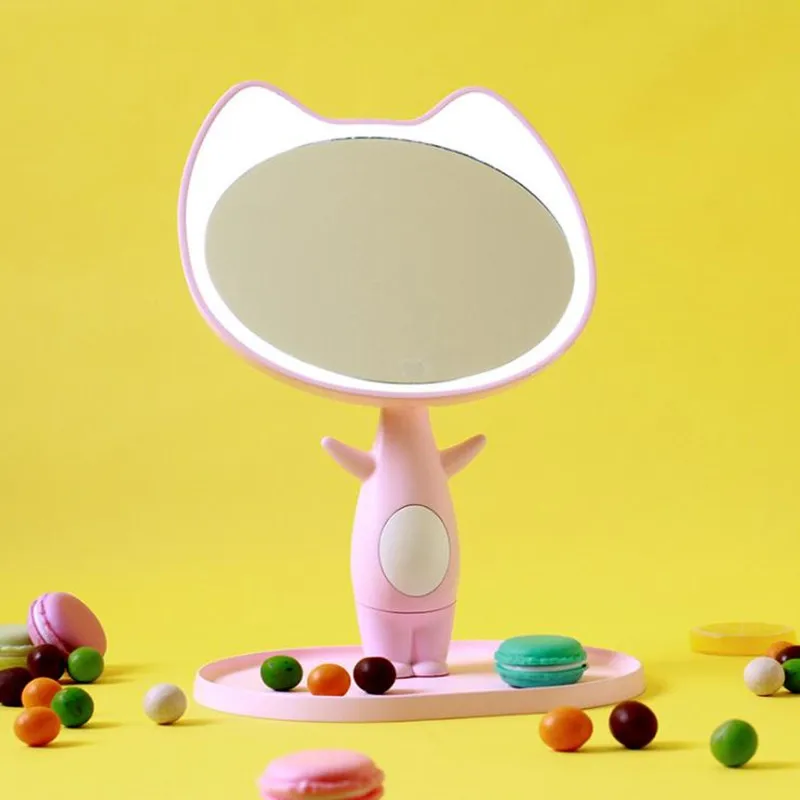 Светодиодный мультяшный милый светильник KISS cat умное зеркало для макияжа