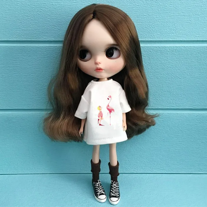 Модная Одежда для кукол белая длинная футболка наряд Blyth OB27 аксессуары 30 см