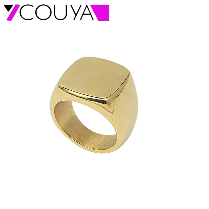316L Stainless Steel Ring for Men Square Shiny Big Party Jewelry Women Gold or Silver Color Rings R10084|stainless steel ring|ring forrings men |