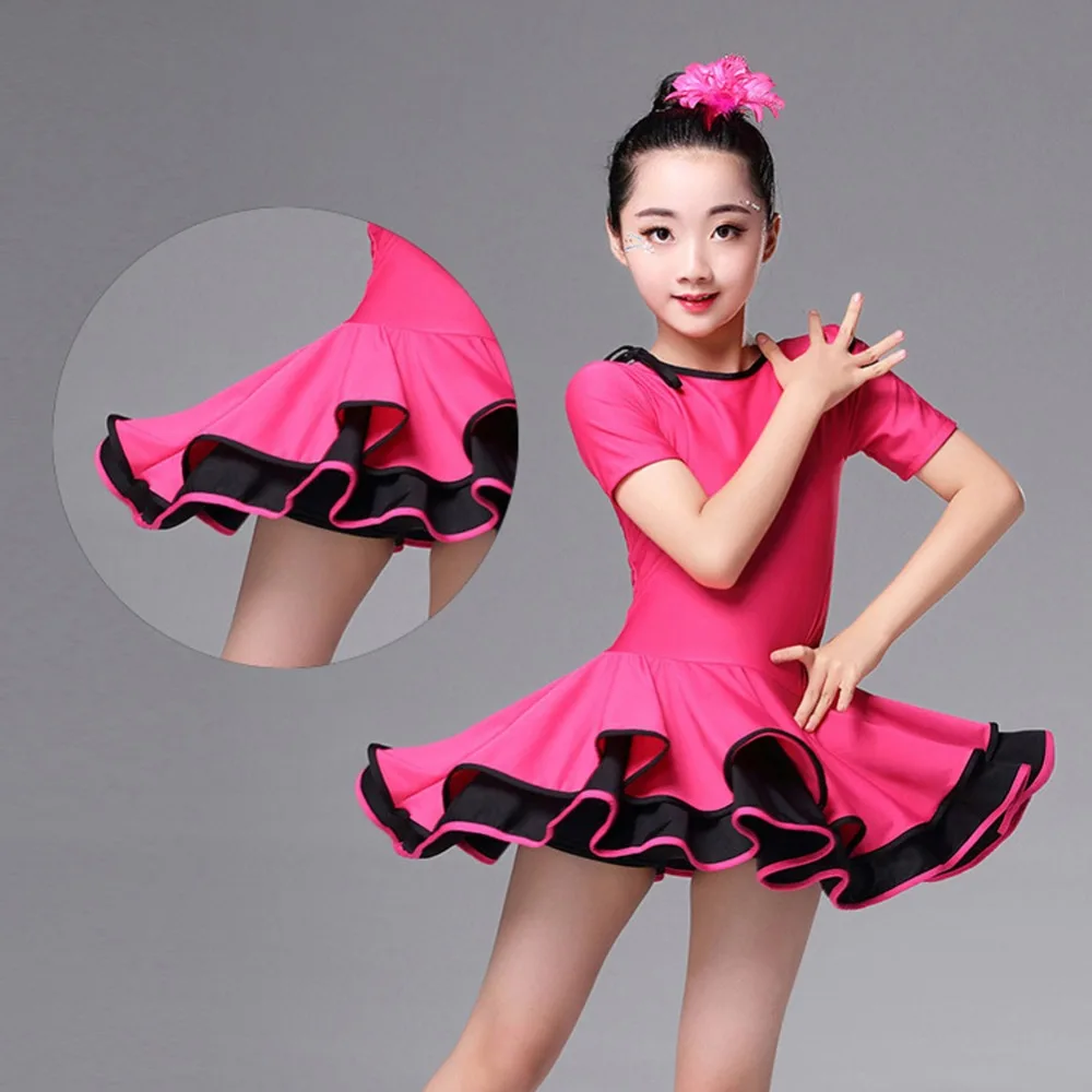 Girls Latin Rumba Dance Dress Flamenco Tango Ballroom Dancing wear Costumes Match Headpiece | Детская одежда и обувь