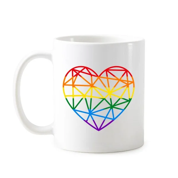 LGBT Stippling Rainbow Gay Lesbian Transgender Bisexuals Support Mug White Pottery Ceramic Cup Milk Coffee With Handles 350 ml | Дом и сад