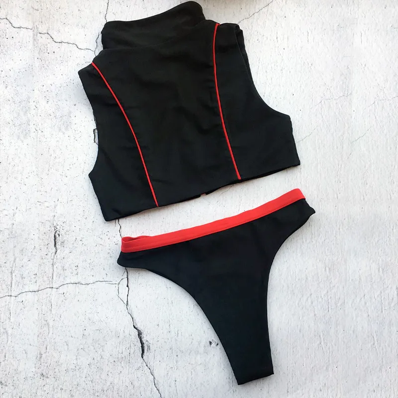 

Hot Zipper Sport Swimsuit Female Brazilian Thong Women Bikini Push up Swimwear 2019 Sexy Black Bikini Bathers Bathing suit