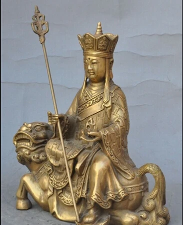 SUIRONG---320 + 9 &quotТибетский буддизм латунная статуя Ksitigarbha Bodhisattva Hades Leader ride beast | Дом и