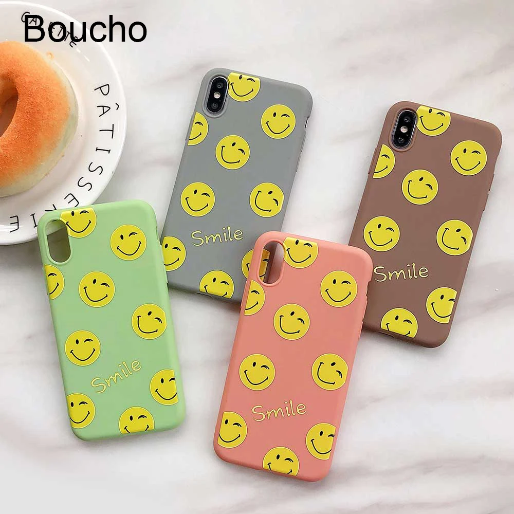 Чехол для телефона с изображением смайлика Apple iphone 6S 6 7 8 plus XS MAX XR X + модный