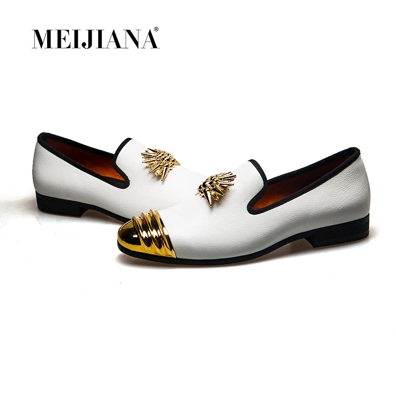 

MEIJIANA Brand New Luxury Men Loafer Patchwork Genuine Leather And Horsehair Round Toe Slip On Loafers Men Shoes