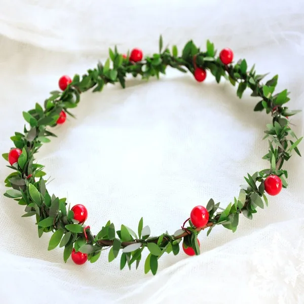 

X'mas 2018 Handmade Flower Girl,floral Crown,bridal Halo,graland For Wedding Brides Party Beach,leaves Berries Vine Cute Kids
