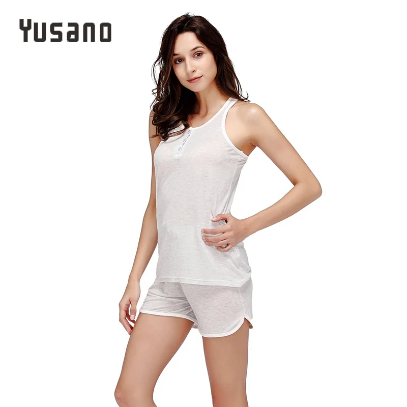 Женский пижамный комплект с шортами хлопковая майка без рукавов короткие штаны