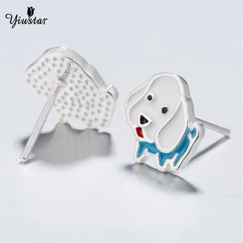 yiustar Enamel Animal Pet Dog Stud Earring for Women cute French Bulldog Huskies Earings Puppy Fashion Jewelry Gift SYED215 | Украшения и