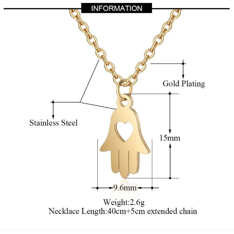 Stainless Steel Necklace For Women Lover's Gold And Silver Color Palm Heart Pendant Engagement Jewelry | Украшения и