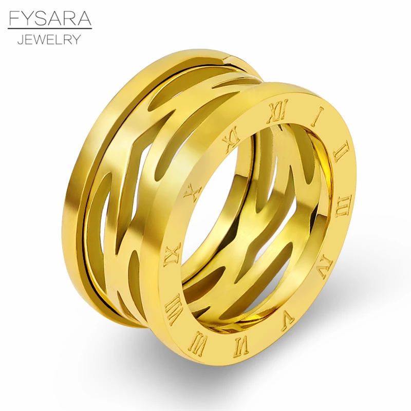 FYSARA, титановая сталь, ювелирное изделие, роскошный бренд, любовь, кольцо, розовое золото, полые римские цифры, кольца для мужчин и женщин, кольца для большого пальца, классический подарок