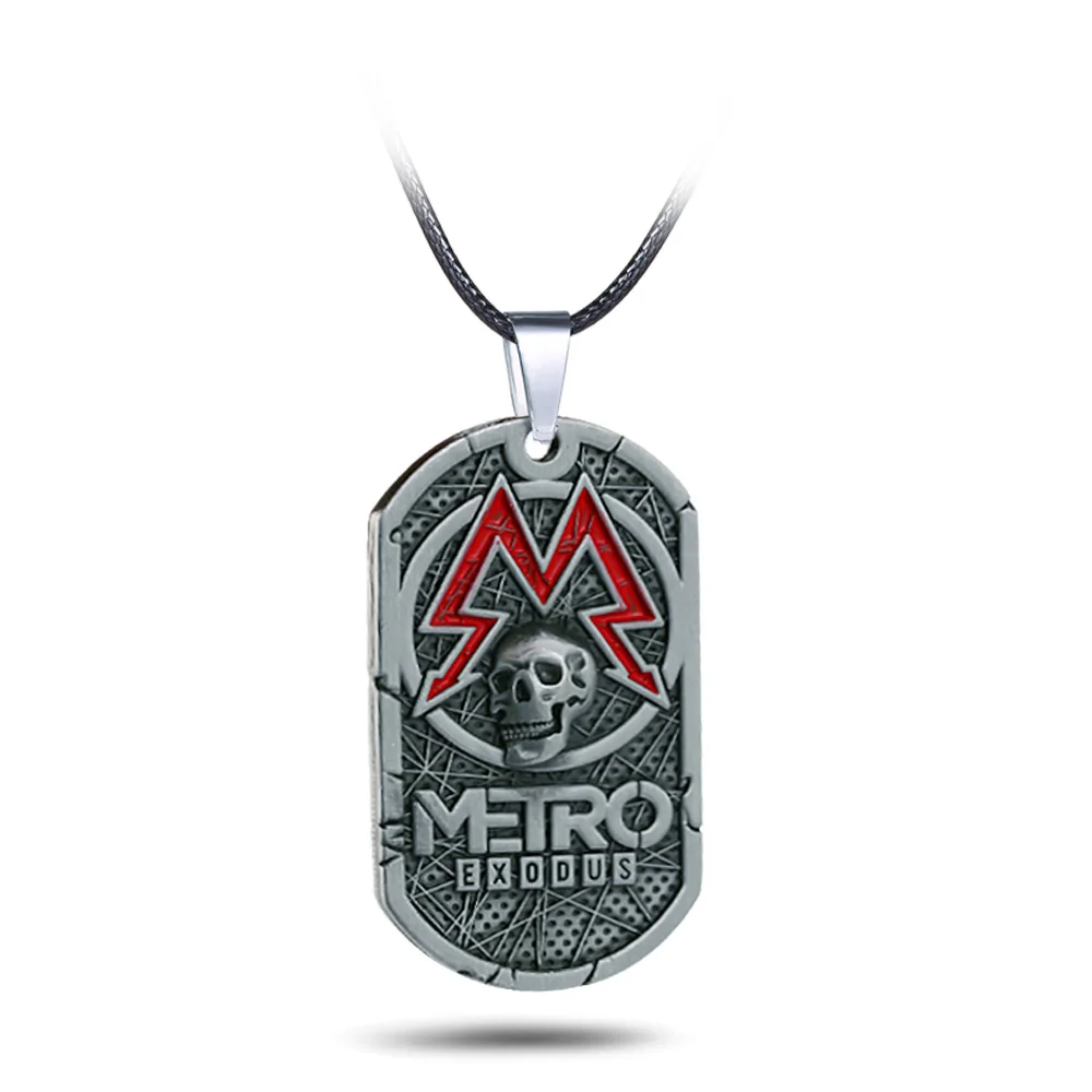 shenglian ditie PC игра Metro Exodus 2033 кулон с биркой для собак подвеска кожаная металлическая цепь, мужские ожерелья Шарм подарки для детей игры ювелирные изделия - Окраска металла: shenglian ditie
