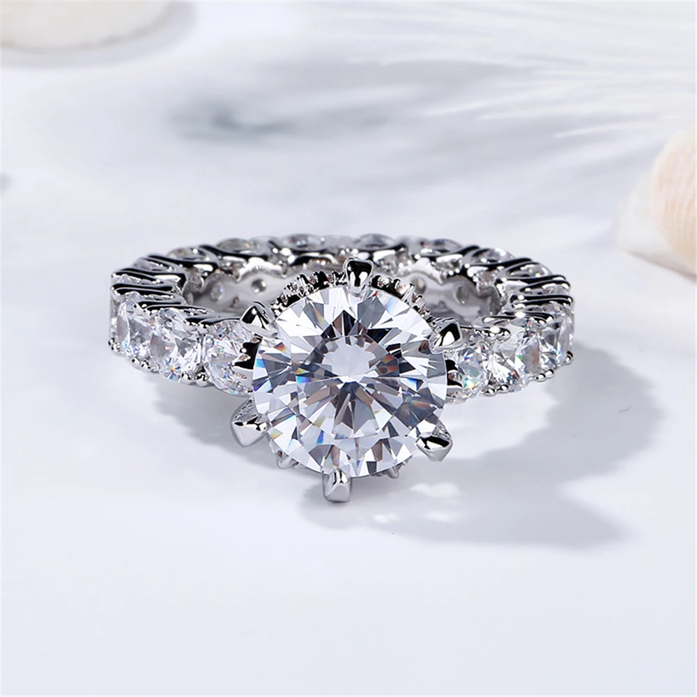 Mdean 925 пробы Серебряное обручальное кольцо 3 7 карат Круглой Огранки AAA модное