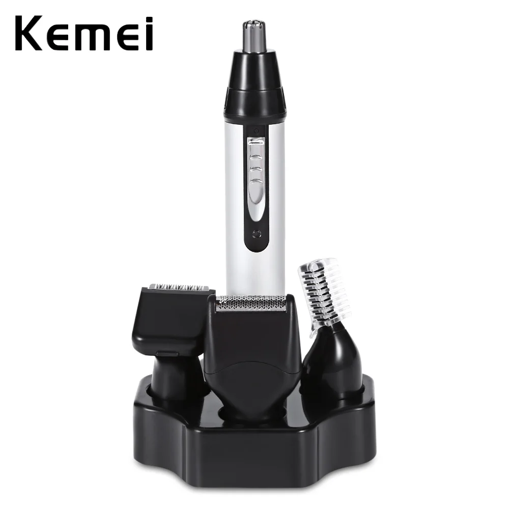 Kemei 4 в 1, новинка, модный перезаряжаемый триммер для носа, бороды, ушей, бровей, волос, безопасный уход за лицом, бритва, машинка для стрижки для мужчин