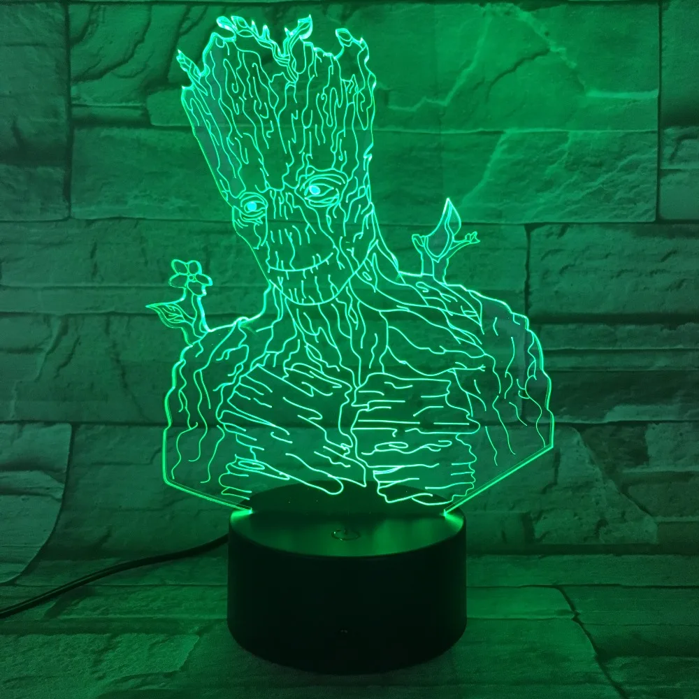 Groot Хранители 3D светодиодный свет Хэллоуин украшения подарок ребенок праздник USB