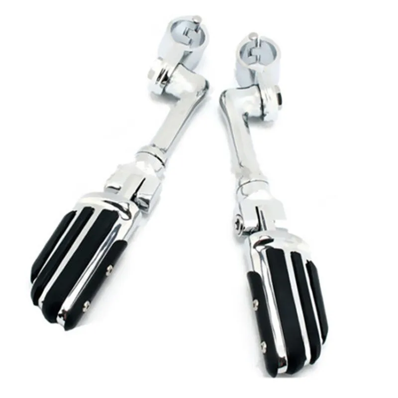 

Motorcycle Chrome Adjustable 1.5'' Highway Longhorn Engine Guard Bar Foot Peg Mounts For Harley Honda Yamaha Bobber