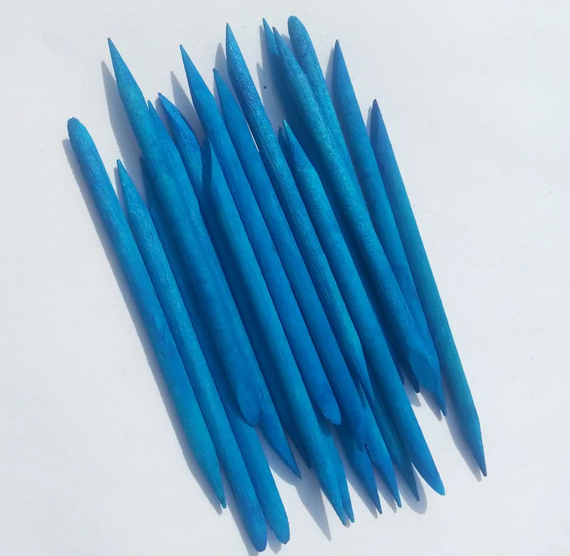 

100pcsX75mm голубой дизайн ногтей, апельсиновая палочка для удаления кутикулы, Маникюрный уход + бесплатная доставка