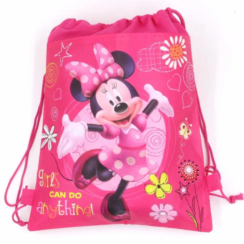 

8pcs Frozen Cars Minnie Mickey Mouse Moana Coco Disney Princess Sofia Moana Non-woven Fabrics Drawstring Backpack Shopping bag