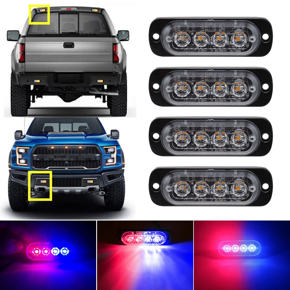 4х красный синий 4LED автомобильный Грузовик аварийный Маяк Предупреждение