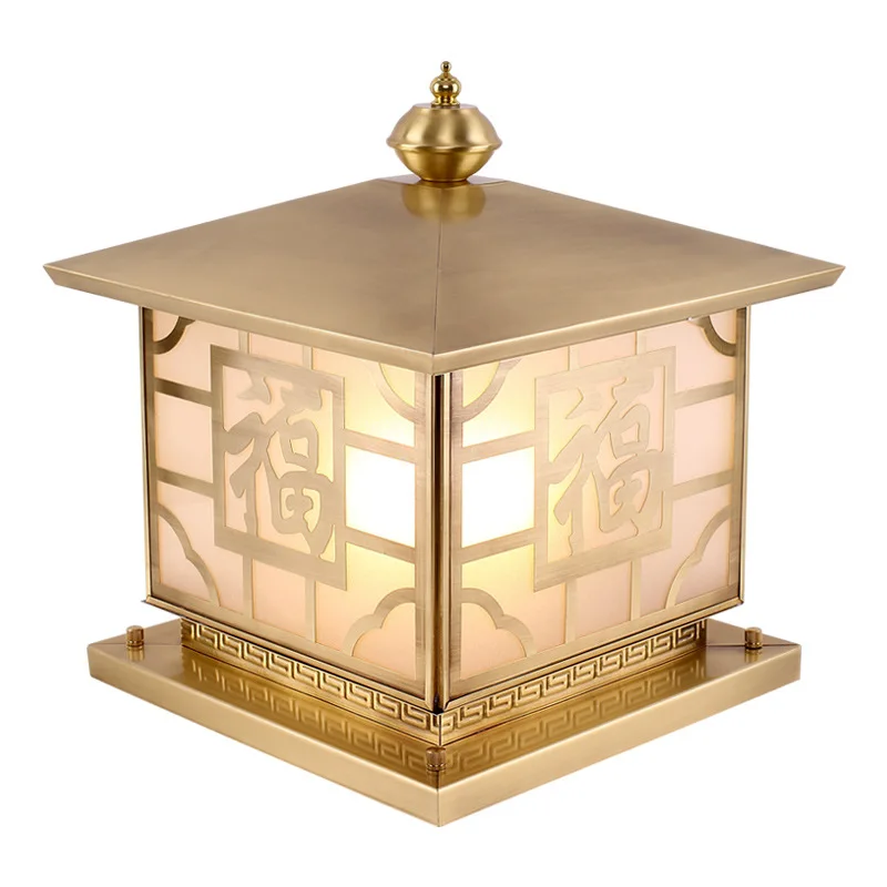 

Copper garden square lamp waterproof outdoor landscape lighting villa pillar light