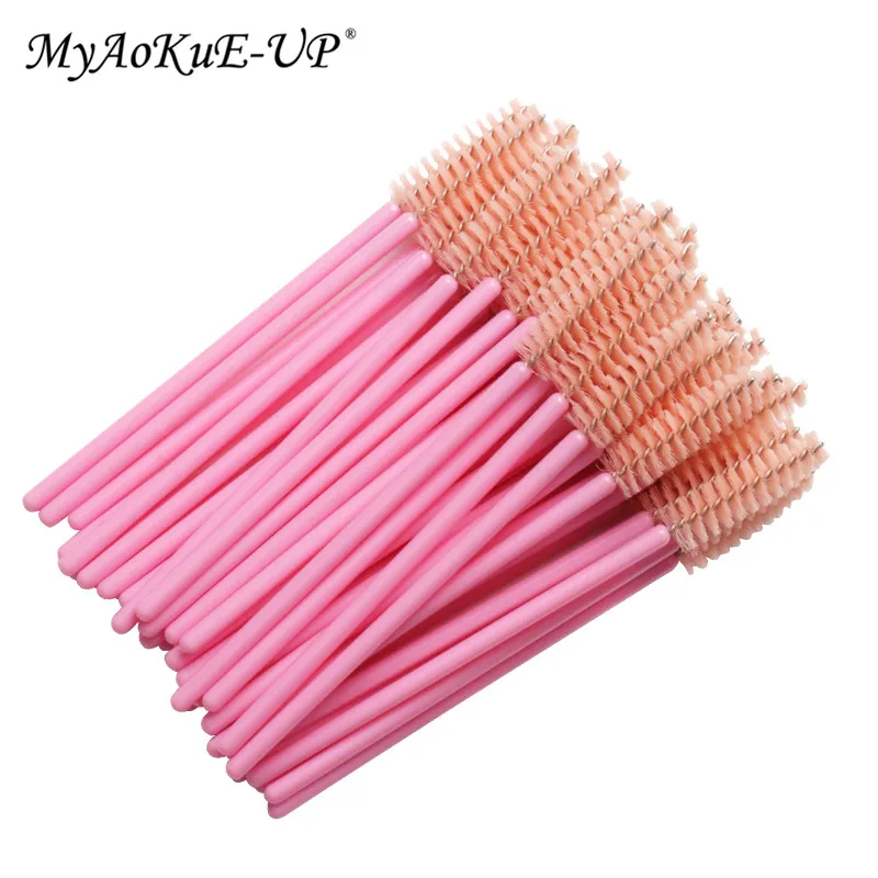 nylon pink ligh pink Новое поступление 200 шт розовая ручка нейлоновая одноразовая тушь для ресниц палочки ресницы для наращивания ресниц кисти для макияжа - Handle Color: nylon pink ligh pink