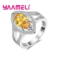 hollow cubic zirconia 925 sterling silver ring orange geometric shape surprise girlfriend for valentines day gift