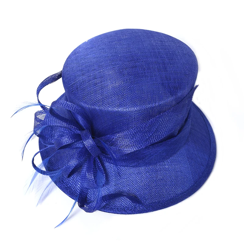 FS Королевский синий хаки леди Sinamay Hat Fascinators для свадьбы Для женщин мягкая фетровая шляпа с широкими полями Топ церкви цветок Кентукки шляпа котелок