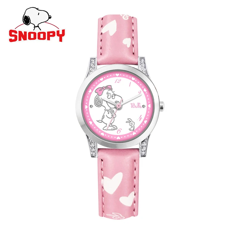Часы наручные snoopy женские кварцевые милые брендовые Роскошные с кожаным