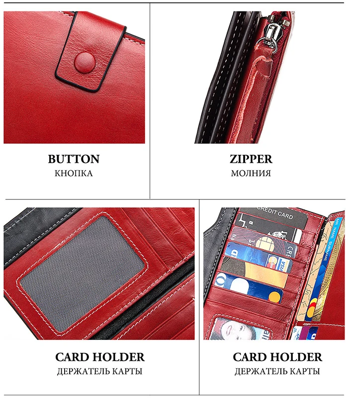 Genuine Leather Women Wallet and Female Clutch Coin Purse Portomonee Phone Bag Card Holder Handy High Quality