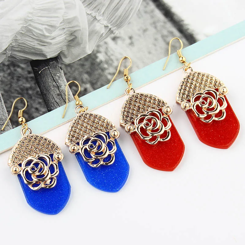 2018 Design Geometric Big Round Circle Acetate Acid Metal Rose Splicing Drop Earring Oval Acrylic Earrings For Women Girl | Украшения и