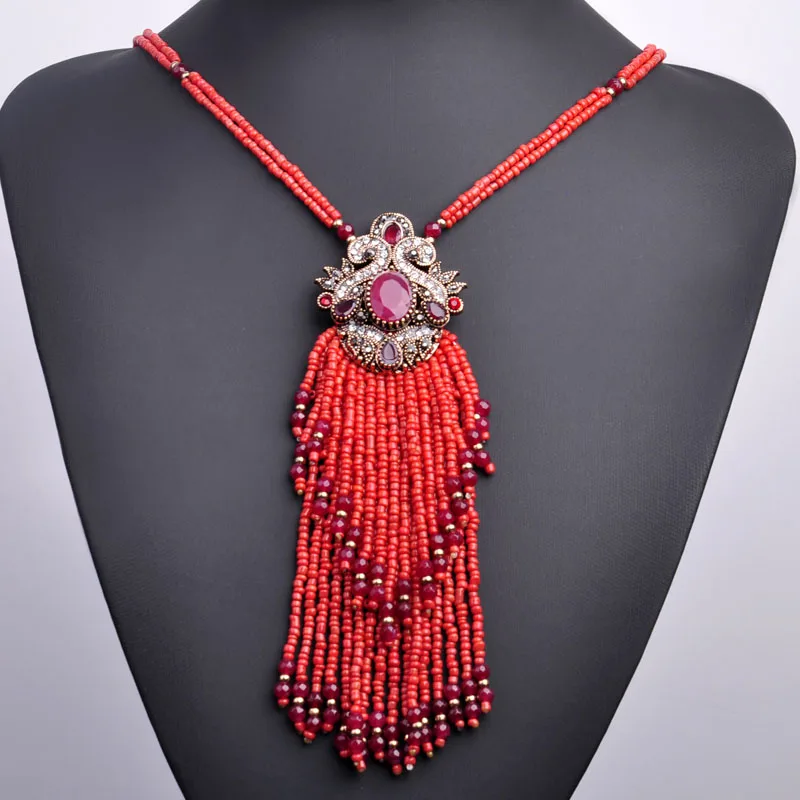 Африканская кисточка из бисера длинное ожерелье с кулоном для женщин турецкое