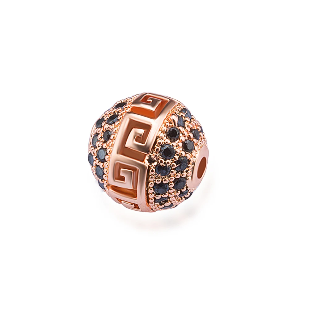 Высококачественные круглые шариковые бусины micro pave cz Медный ювелирный браслет аксессуары diy Ювелирные изделия изготовление браслета ожерелья Отверстие Бусины - Цвет: Rose gold