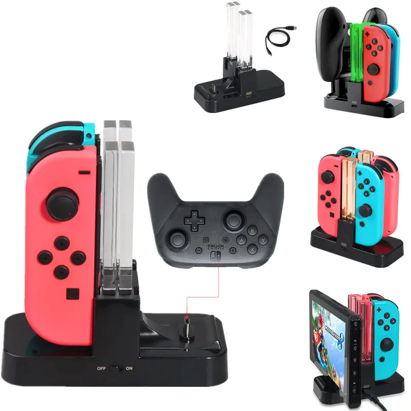 Зарядная док-станция со светодиодный подсветкой подставка для контроллера Nintendo