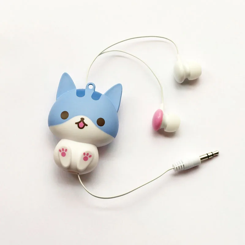 Kawaii кошка собака мультфильм выдвижной гибкие наушники для MP3 MP4 Девушка Рюкзак