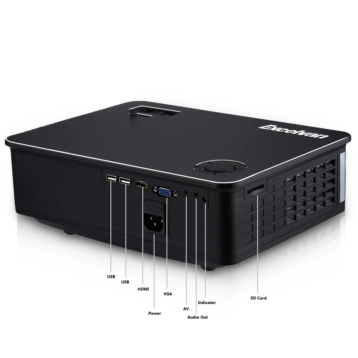 Excelvan Z720 мультимедийный проектор 1280*768 родное разрешение 3300 люмен поддержка 1080 P HDMI VGA USB* 2 AV интерфейсы домашнего использования