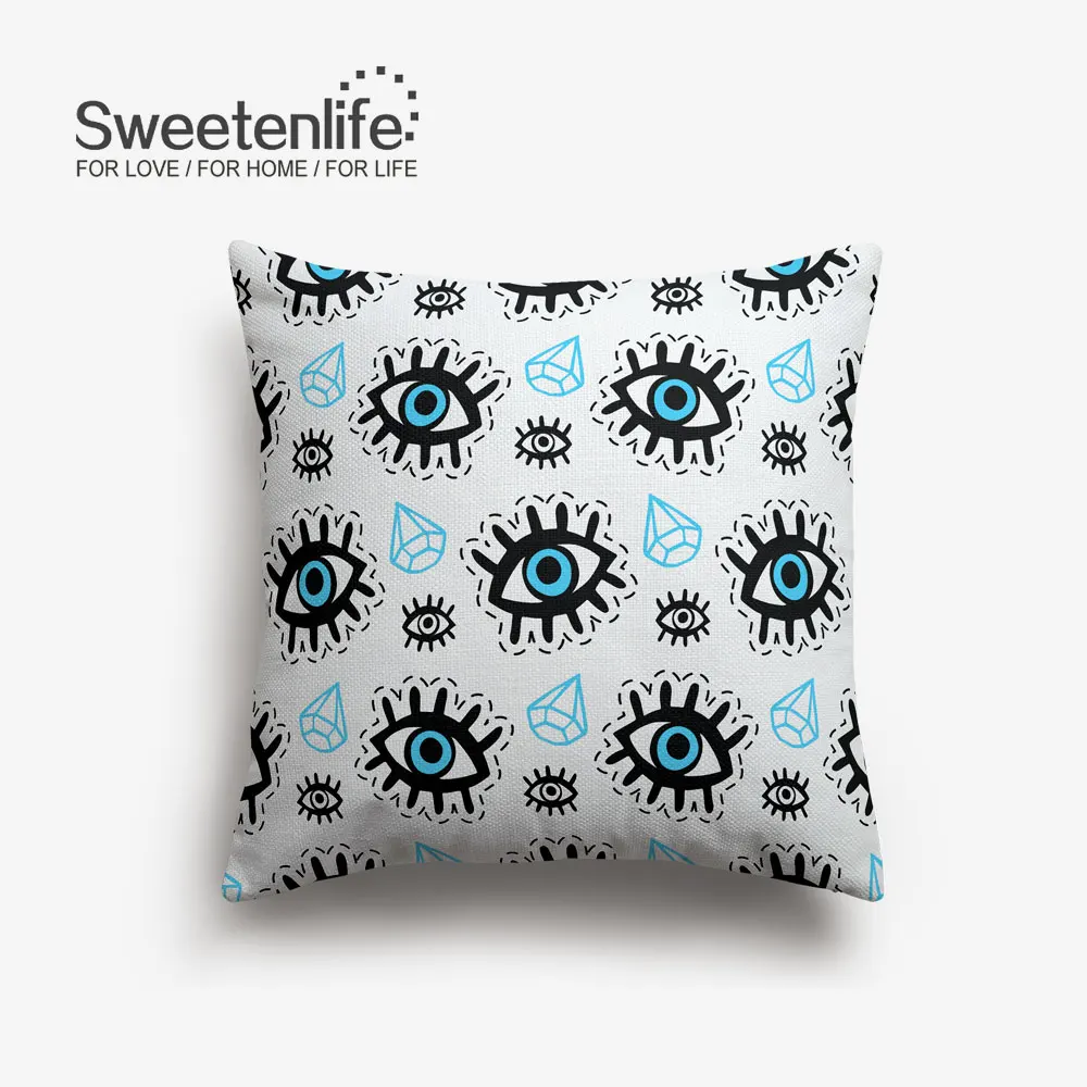SL0329 Sweetenlife 45x45 см нарисованные вручную глаза модные наволочки стиль наволочки для дома Декор Высокое качество Белый лен подушка для стула - Цвет: SL0329