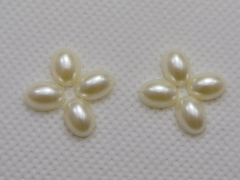 

500 Ivory Oval Half Pearl Bead 6X8mm Flat Back Gem Scrapbook Craft