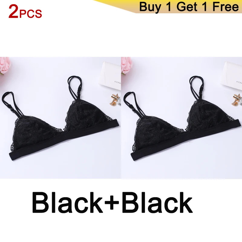 BLACK BLACK DERUILADY лифчик заманчивый brassiere топ кружево сексуальный бюстгальтеры для женщин Цветочный Шаблон бюстгалтер женское белье тонкий комфорт бра лифчик беспроводной бюстгальтер modis - Color: BLACK BLACK