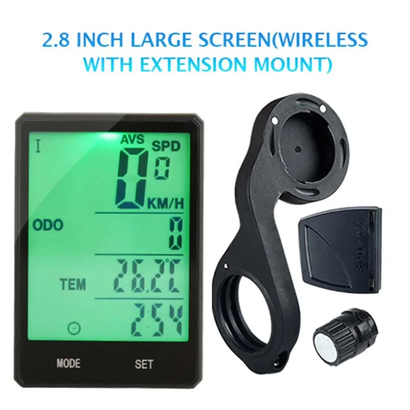 Wireless green Велосипедный секундомер 2,8 ''большой экран велосипедный компьютер беспроводной Велосипедный компьютер непромокаемый Спидометр Одометр Велосипедное оборудование - Цвет: Wireless green