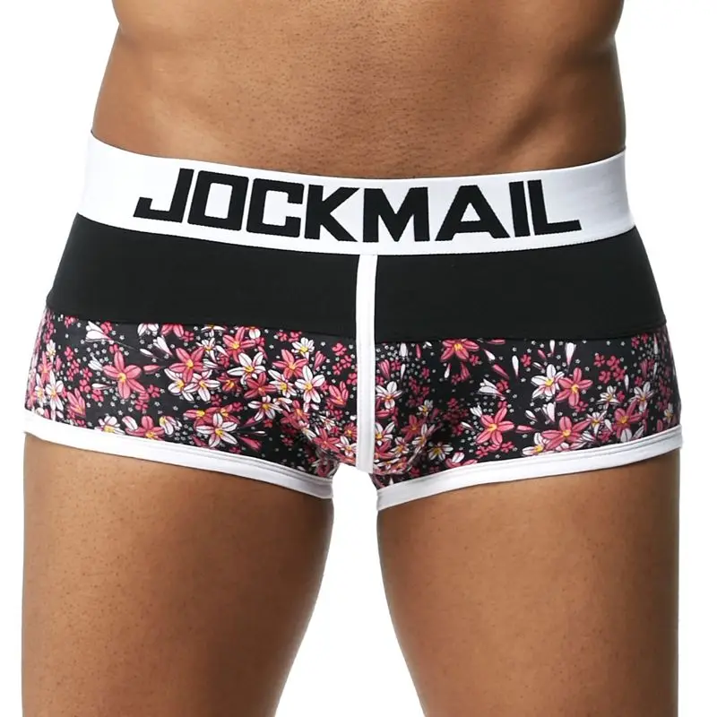 JOCKMAIL, Брендовые мужские трусы, дышащие боксеры, хлопковое Мужское нижнее белье, u-образный выпуклый мешочек, сексуальные трусы с принтом листьев, домашняя одежда, шорты - Цвет: 15
