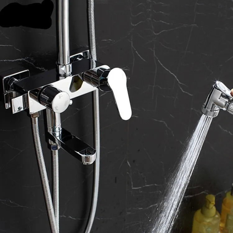 Shower Faucet Brass Bathroom Set Rain Fall Top System Taps Dual Handle Hot and cold Mixer with Toilet Bidet | Строительство и