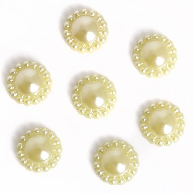 Light Yellow 12 мм большой выбор цветок Форма имитация жемчуг с плоской стороной бусины для украшение для альбома DIY телефон искусство 50 шт./партия - Цвет: Light Yellow
