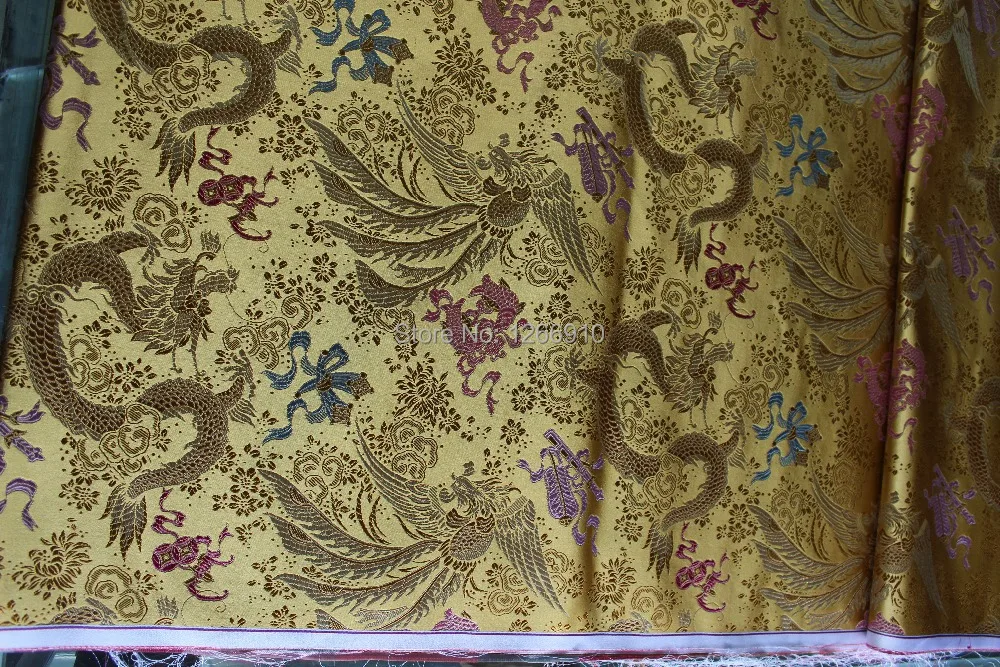 Китайская шелковая парча тканая Дамасская ткань cheongsam Подушка золотой цвет